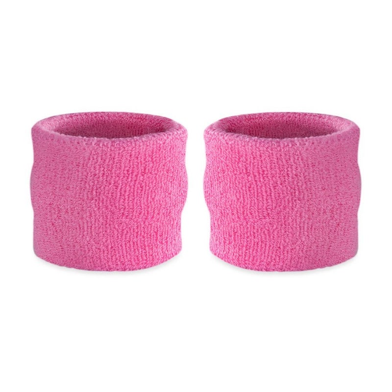 Suddora Wrist Sweatbands, Absorbent and Breathable Thick Cotton Bands for Working Out, Gymnastics, Basketball, Tennis, and Football, Multiuse Wristbands for Costumes and Cosplay, Pink - Image 1